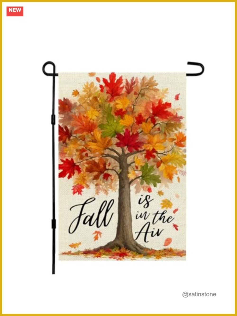 Fall Garden Flag 12x18 Inch Double Sided Burlap Autumn Tree Maple Leaves Yard